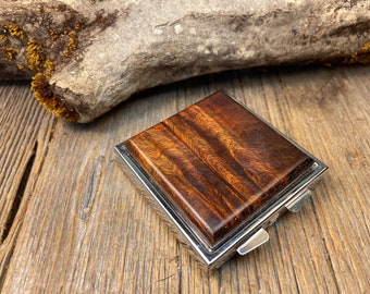 Wood/Wooden Pill box/ Keepsake container/ Make up container/ 4day/ 4 compartment: AAAA Curly Koa Burl