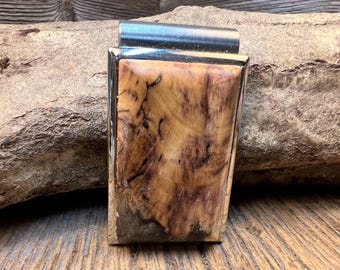 Wood/Wooden Money clip: AAAAA Gallery grade Spalted Hack berry