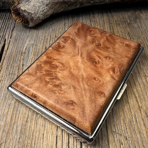 Madeira/ Madeira, Negócios/ Cartão de crédito, Carteira, Estojo de cigarros: AAAAA Galeria grau Quilted Maple Burl