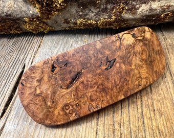 Wood/ Wooden Barrette: Spalted maple Burl (Large)