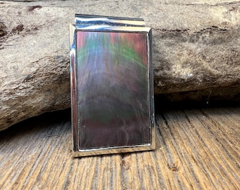 Money Clip: AAAAA Gallery grade Black Mother of Pearl (Chromed Steel)