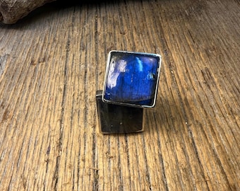 French Cufflinks: AAAAA Gallery grade Blue Fire Labradorite, 16/18mm, square