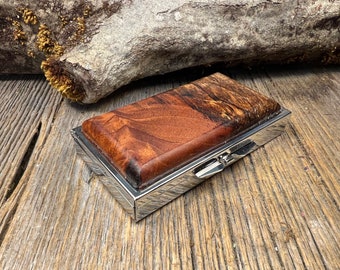 Wood/ Wooden Pill box:  AAAAA Gallery grade Antique Spalted Florida Mahogany , 1 compartment, 6 partitions, 2 partitions