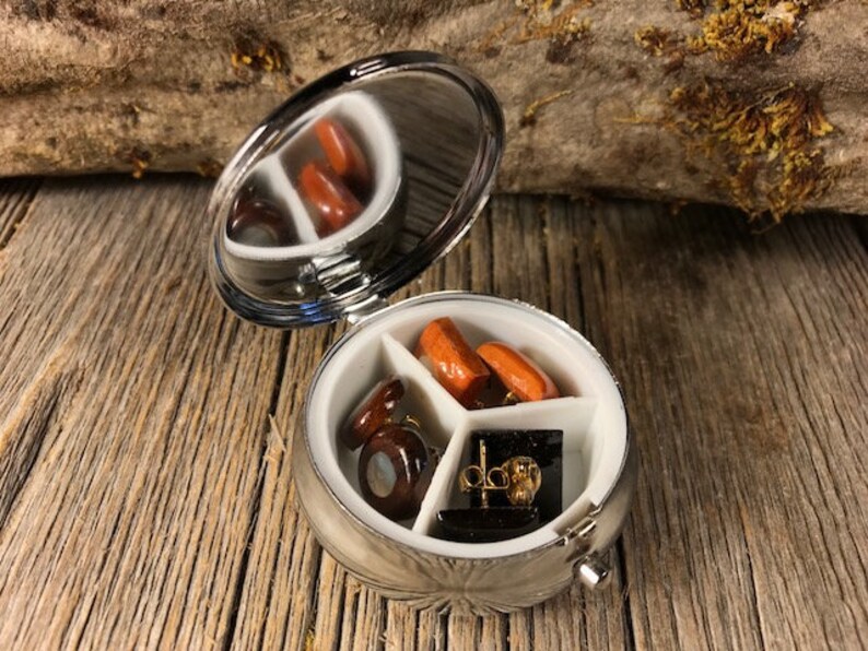 Wood Wooden Pill Keepsake container Gaboon Ebony