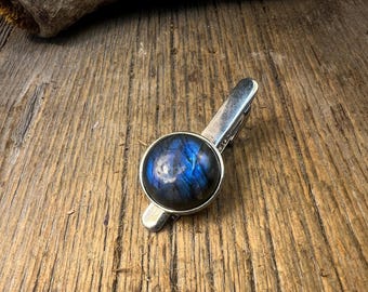 Tie clip: AAAAA Blue Fire Labradorite, 20 mm, round
