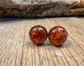 French Cufflinks: Baltic Amber, 16 mm, round