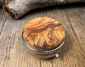 Wood/ Wooden Pill/ Keepsake container: AAAAA Gallery grade Olive wood
