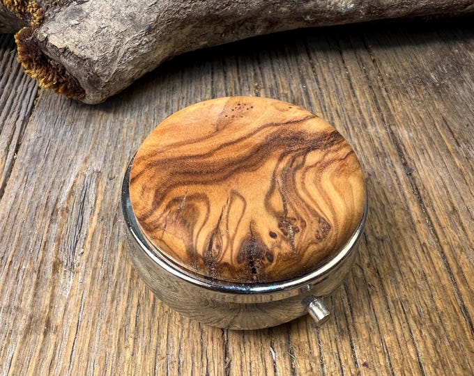 Featured listing image: Wood/ Wooden Pill/ Keepsake container: AAAAA Gallery grade Olive wood