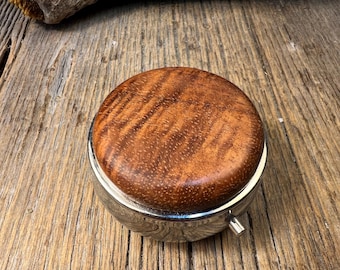 Wood/ Wooden Pill box/ case: AAAAA Gallery grade Hawaiian Curly Koa wood, 3 Compartments, 1 Compartment