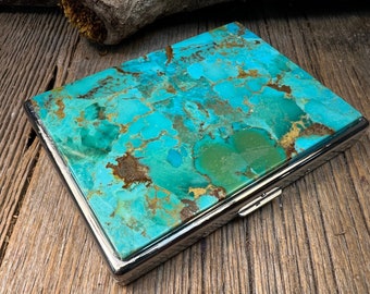 Arizona Turquoise ,Business/ credit card case, medicinal herb/ cigarette vase