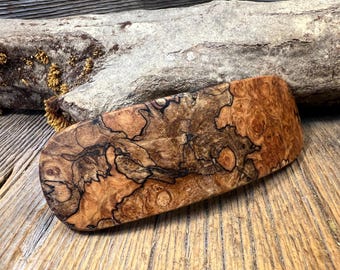 Wood/ Wooden Hair Barrette: Spalted Maple Burl (medium)