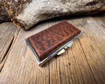 Wood/ Wooden Pill box Keepsake container: AAAAA Gallery grade Snakewood, 6 partitions, 2 partitions , 1 compartment