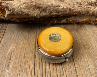 Wood/ Wooden Pill box, keepsake case: Yellow Cedar, 3 Compartments, 1 Compartment