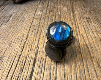 French Cufflinks: AAAA Blue Fire Labradorite,  16 mm round
