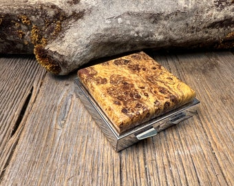 Wood/ Wooden Pill Box/ Keepsake container: AAAAA Spalted Birdseye Maple, 4 partitions, 1 compartment