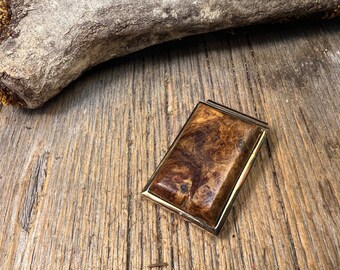 Wooden Money Clip: Spalted Maple Burl (Chromed clip)