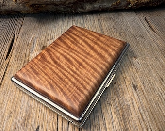 Wood/ Wooden, Business/ Credit card, Wallet,  Medicinal Herb/Cigarette Case: AAAAA Gallery grade extremely curly Sateen wood