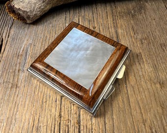 Wood/Wooden Pill box/ Keepsake container: gallery grade Bocote,Mother of pearl
