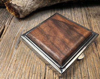 Wood/ Wooden Make up mirror / Compact case: Spalted Tamarind