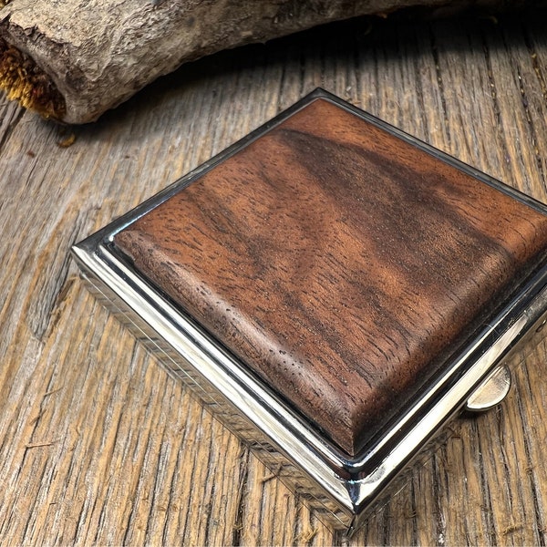 Wood/ Wooden Make up mirror / Compact case: Spalted Tamarind