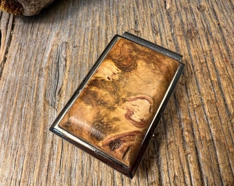 Pince à billets en bois/bois : Burl de mangue spalted de qualité galerie AAAAA