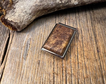 Wood/Wooden Money Clip:AAAA Gallery grade Spalted  Maple Burl (Chromed Steel)