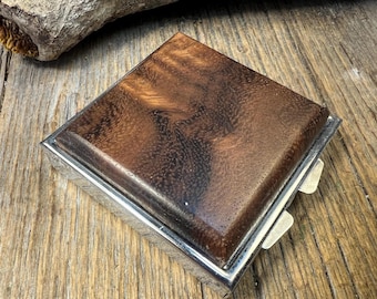 Wood/ Wooden Pill box/ Keepsake container: AAAA Claro Walnut, 4 partitions, 1 compartment