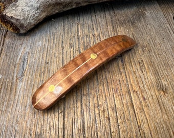 Woos/Wooden Hair Barrette: AAAAA Curly Satinwood (Medium)