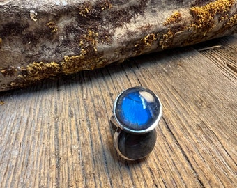 French Cufflinks: AAAA Blue Fire Labradorite,  16 mm round