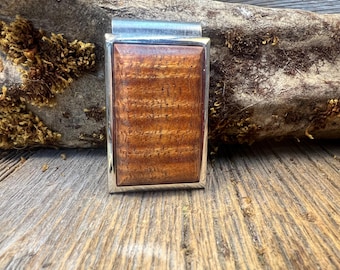 Wooden Money clip: AAAAA Gallery Grade Curly Koa ( Chromed Steel)
