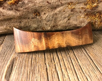 Wood/ Wooden Hair Barrette: Curly Koa (Large)