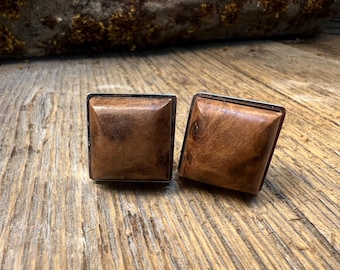 Wood/ Wooden French Cufflinks: AAAA Gallery grade Morrocan Thuja Burl, square, 16/18mm