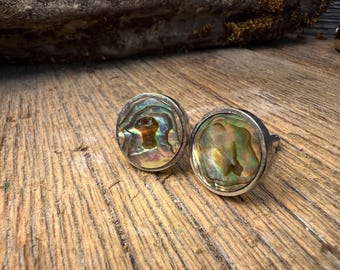French Cufflinks: Paua Abalone, 16 mm, round
