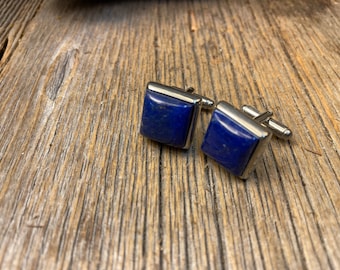 French Cufflinks: Royal Blue Afghani Lapis Lazuli, 14/17 mm, square