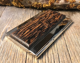 Wood/ Wooden Business Card/ Credit Card Case/ Holder: Black palm