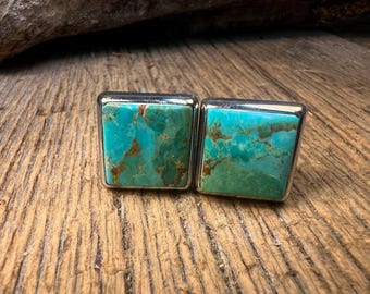 French Cufflinks: Arizona Turquoise, 14/17mm, square