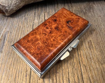 Wood/Wooden pill box/ Keepsake box: AAAAA Gallery Grade Amboyna Burl,  1 compartment, 6 partitions, 2 partitions