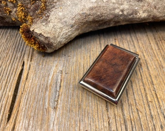 Wood/ Wooden Money Clip, Billfold : Redwood Lace Burl (Chromed Steel)