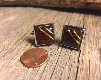 Wood/ Wooden Cufflinks: Coco Bolo, 14/17 mm, square