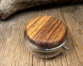 Wood/ Wooden Pill box/ case: Zebra Wood, 3 Compartments, 1 Compartment