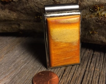 Wood/ Wooden Money Clip: Yellow Pine ( Chromed Steel)