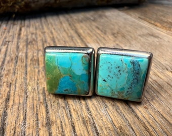 French Cufflinks: Arizona Turquoise, 14/17mm, square