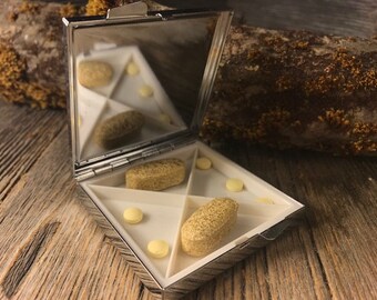 Wood/Wooden Pill box/ Keepsake container/ Make up container/ 4day/ 4 compartment: AAAA Curly Koa Burl