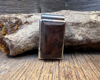 Wood/Wooden Money clip: AAAA Galler grade Black walnut  (Chromed Steel)