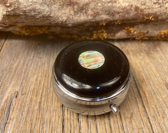 Wood/ Wooden Pill box, Keepsake case: Gaboon Ebony, 3 Compartments, 1 Compartment