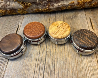 Wood/ Wooden Pill box, keepsake case: AAAAA Gallery Grade exotic and Domestic wood, 3 Compartments, 1 Compartment