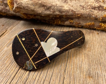 Wood/ Wooden Barrette/ Hairclip; AAAAA Gallery grade Black Palm ( Medium)