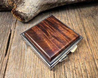 Wood/ Wooden Pill box/ Keepsake container: Curly Koa old growth. 4 partitions, 1 compartment