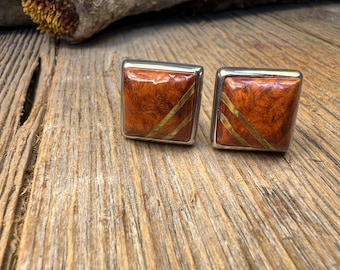 Wood/Wooden Cufflinks:AAAA Gallery grade  Madrone  Burl, 14/17mm, square