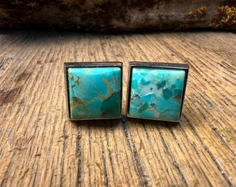 French Cufflinks: Arizona Turquoise, 14/17mm, square